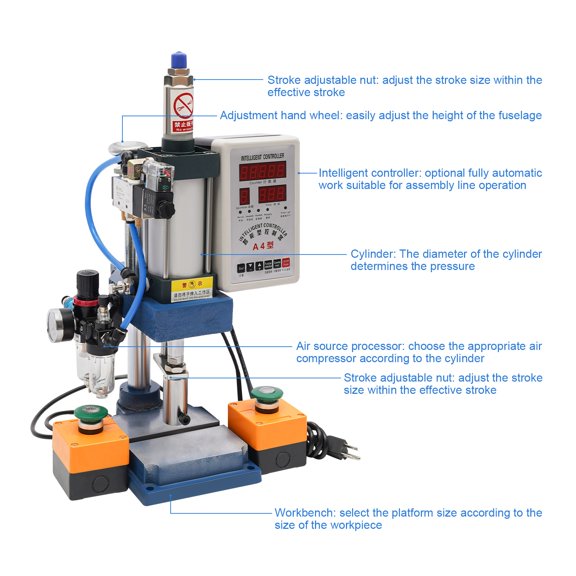 110V 440Lbs Pneumatic Punch Machine Punch Press with 2 Buttons Controller