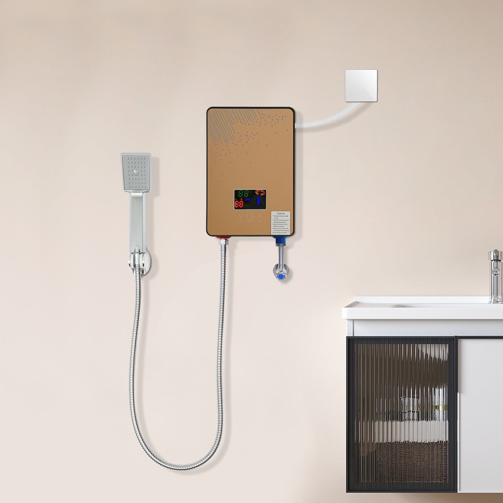 110V 4500W Wall-mounted Instant Electric Tankless Hot Water Heater On Demand Whole House Neu  for Bathrooms