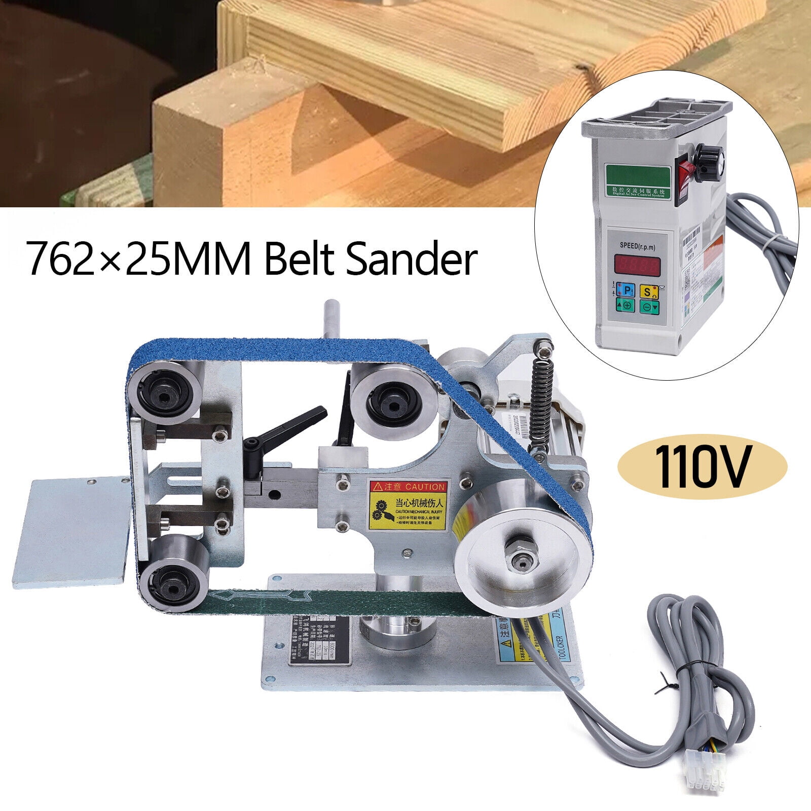 110V 550W 1x30"Belt Sander + Motor Polishing Sharpener Fixed Angle Grinder Tool