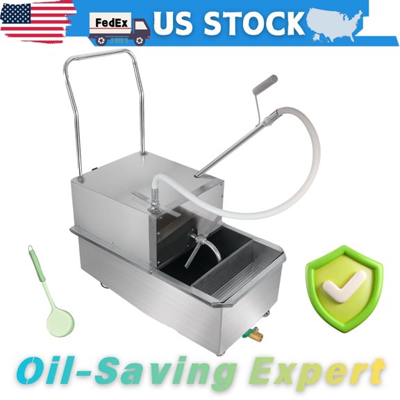 110V 550W Electric Deep fryer Single Tank, Fryer Single Tank Basket Mobile Fryer Filter Machine, Efficient Separator Cart, 55L 14.5GAL, High-Temperature Resistant, for Food Factories