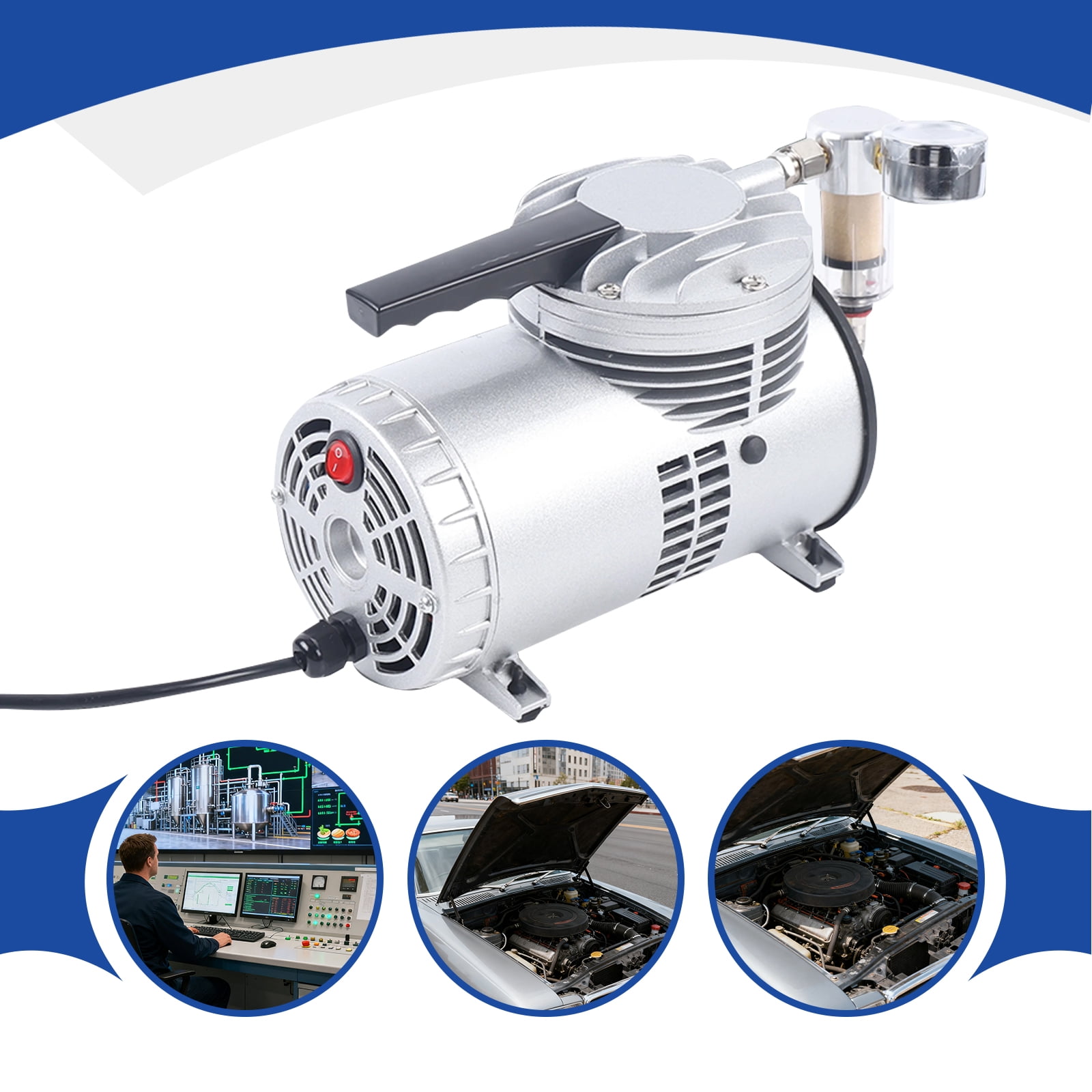 110V, 60Hz 1/4HP Single Stage Vacuum Pump, 1700rpm Industrial Oil-free Vacuum Pump for Food Packaging, Vacuum Packaging and Storage of High Elasticity Items, Handicrafts and Product Processing.
