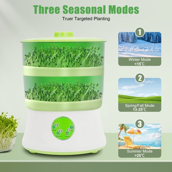 110V 60Hz 20W Household Bean Sprout Growing Machine, Intelligent Temperature and Humidity Control for Seed Germination Cultivation