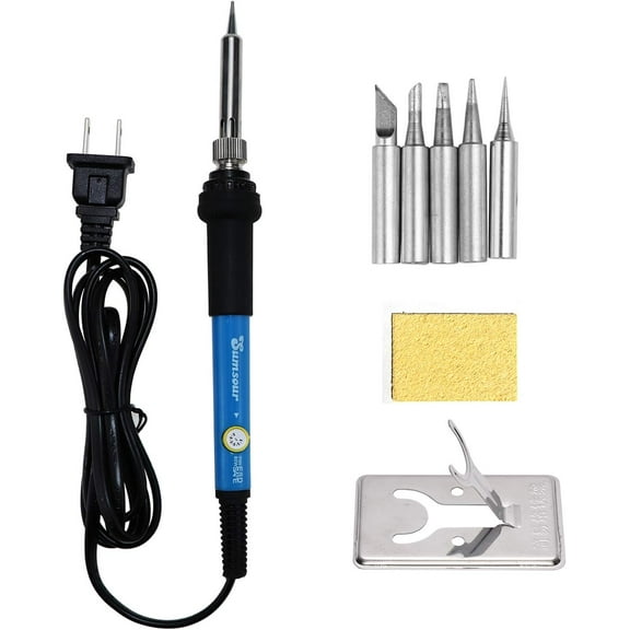 110V 60W Adjustable Temperature Electric Soldering Iron Welding Rework Repair Tool With 5pcs Solder Tip US Plug