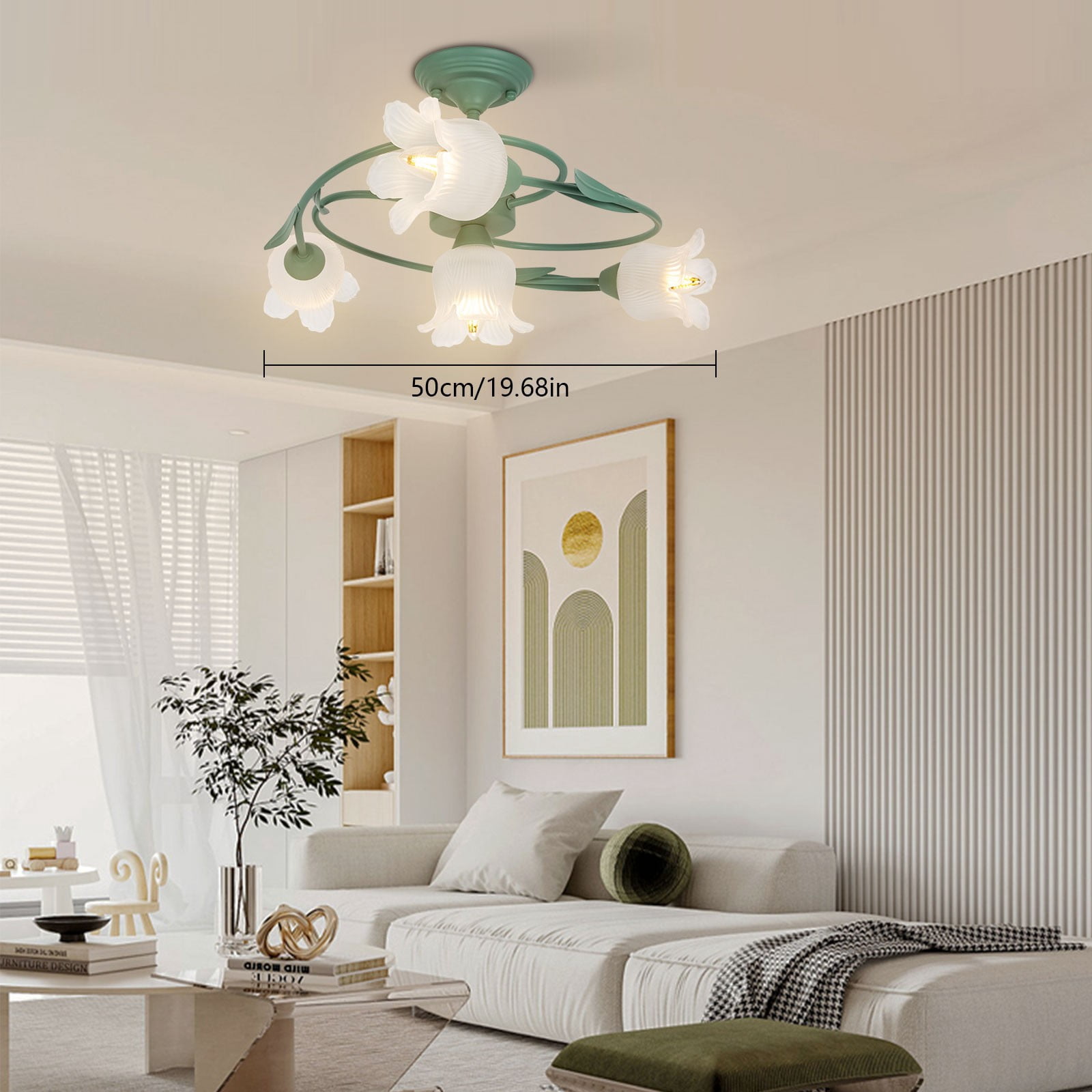 110V 60W Ceiling Light 4-Light Rounded Floral Shade Ceiling Chandelier for Bedroom