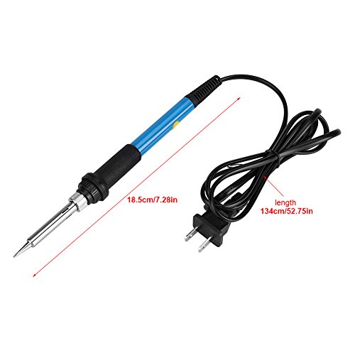 110V 60W Adjustable Temperature Soldering Iron - 5 Tips Included For Welding Repair