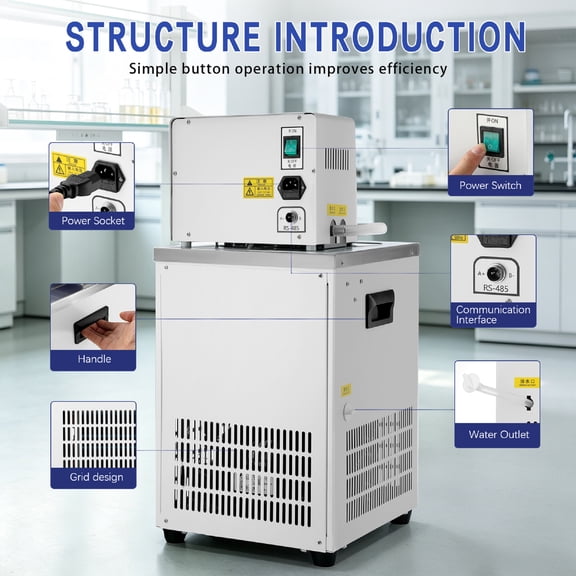 PartyKindom Quiet Laboratory Water Chiller Circulator with Wide Temperature Range and Safety Features
