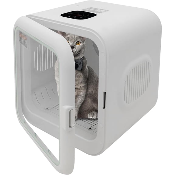 110V 800W Automatic Cat Dryer Box, Portable Cat Drying Machine with Smart Temperature Control, 62L Large Capacity Dog Hair Dryer, 360° Efficient Dog Grooming