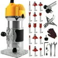 thumbnail image 1 of Gewna 800W Compact Wood Router with 1/4" Collet,30000 Rpm & Variable Speed, Includes 15 Pcs Bits,for Trimming,Grooving and Woodworking,Yellow, 1 of 8