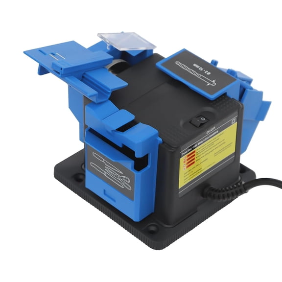 110V 96W Electric Knife Sharpener 1350RPM Multi Task Grinding SharpeningTool Portable Scissor Screw Electric Grinder Drill Bit Chisel Cutter for Household Grinding Blue (9.84x8.46x6.69in)