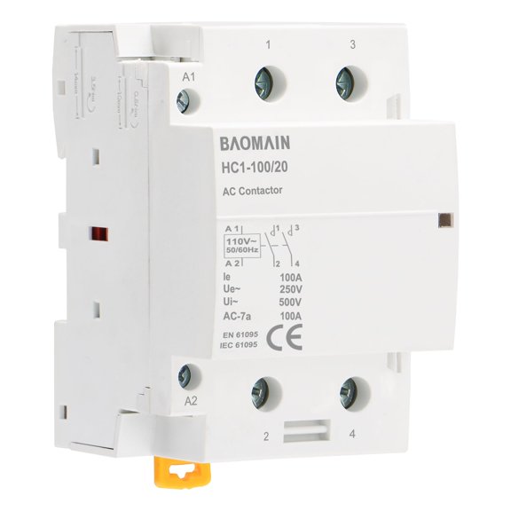 110V AC 2-Pole 100A Contact Switch, 2NO, DIN Rail Mount
