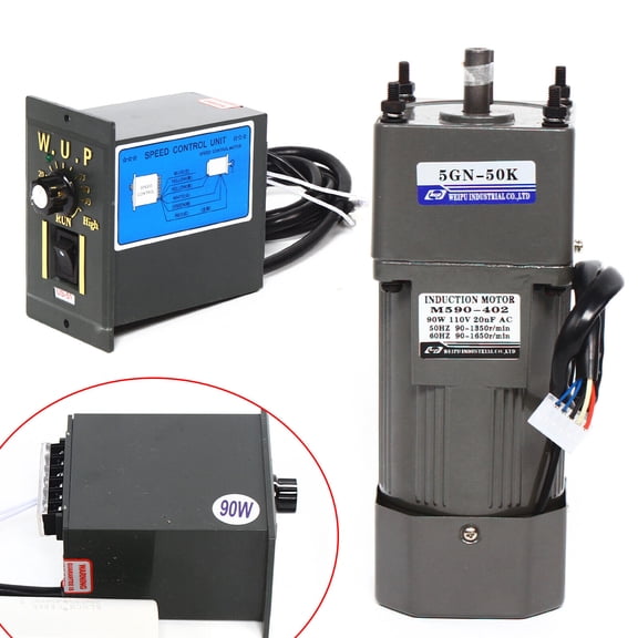 110V AC Gear Motor Electric Variable Speed Controller Torque 1:50 27rpm/Min 90W