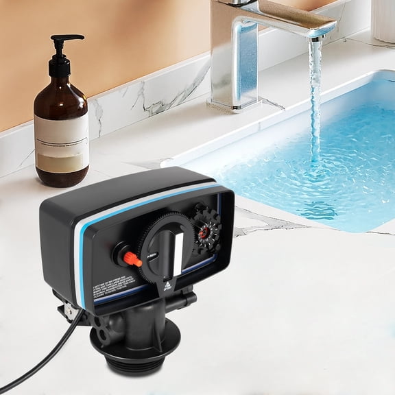 110V Automatic Water Softener Valve Timer Control | ABS Top-Mount Softening Regeneration System for Home & Industrial Use, 1.1" Inlet/Outlet