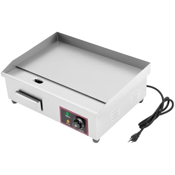 110V Commercial Electric Griddle, Commercial Electric Griddle Electric Hot Plate with Grill 122-572 Adjustable Temp Control for Making Pancakes, Crispy Bacon 21.26 x 15.75 x 8.27 Inch Silver