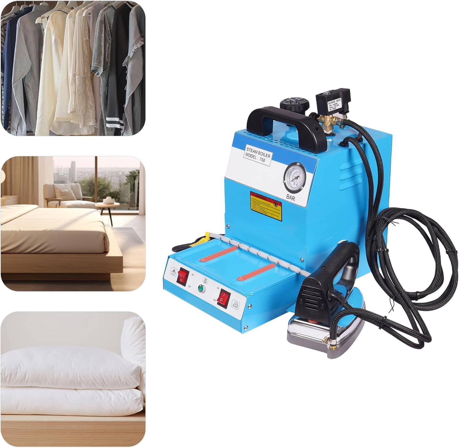 110V Commercial Electric Steam Iron ST-750 Industrial Steam Electric Iron Boiler Electric Steam Iron with Boiler for Various Fabrics