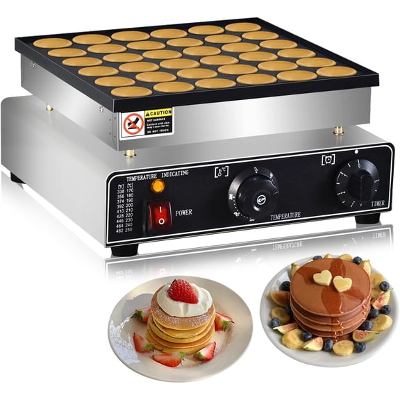 110V Commercial Mini Dutch Pancake Maker, 36PCS Mini Pancake Maker Machine, Dutch Poffertjes Grill, Stainless Steel, Non stick, Breakfast, Snacks, Desserts, Restaurants, Cafes