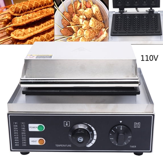 Commercial Electric Stick Waffle Maker - 110V 1750W, Non-Stick, 50-300°C Temp Control