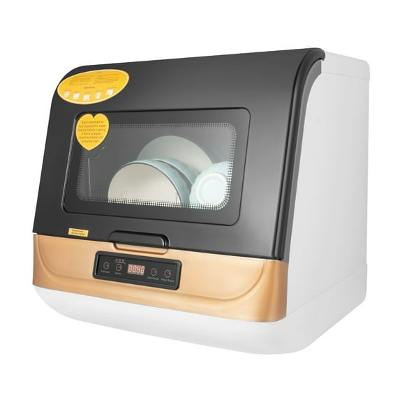 110V Countertop Dishwasher, 3-in-1 Washing Modes Portable Dishwasher, 360 Rotating Spray Mini Dishwasher with Flip-up Lid for Home and Apartments