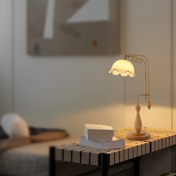 110V Desk Lamp Glass Lampshade Retro Table Lamp for Office Study Bedside