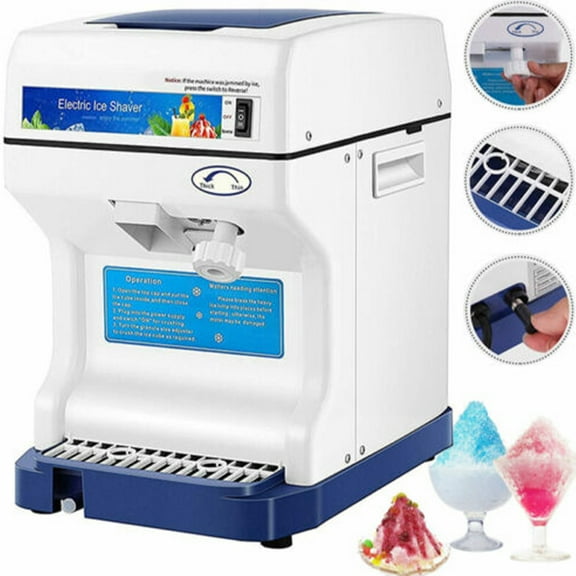 110V Electric Commercial Snow Cone Machine Device, Ice Shaver Snow Cone Maker 265lb/hr NSF