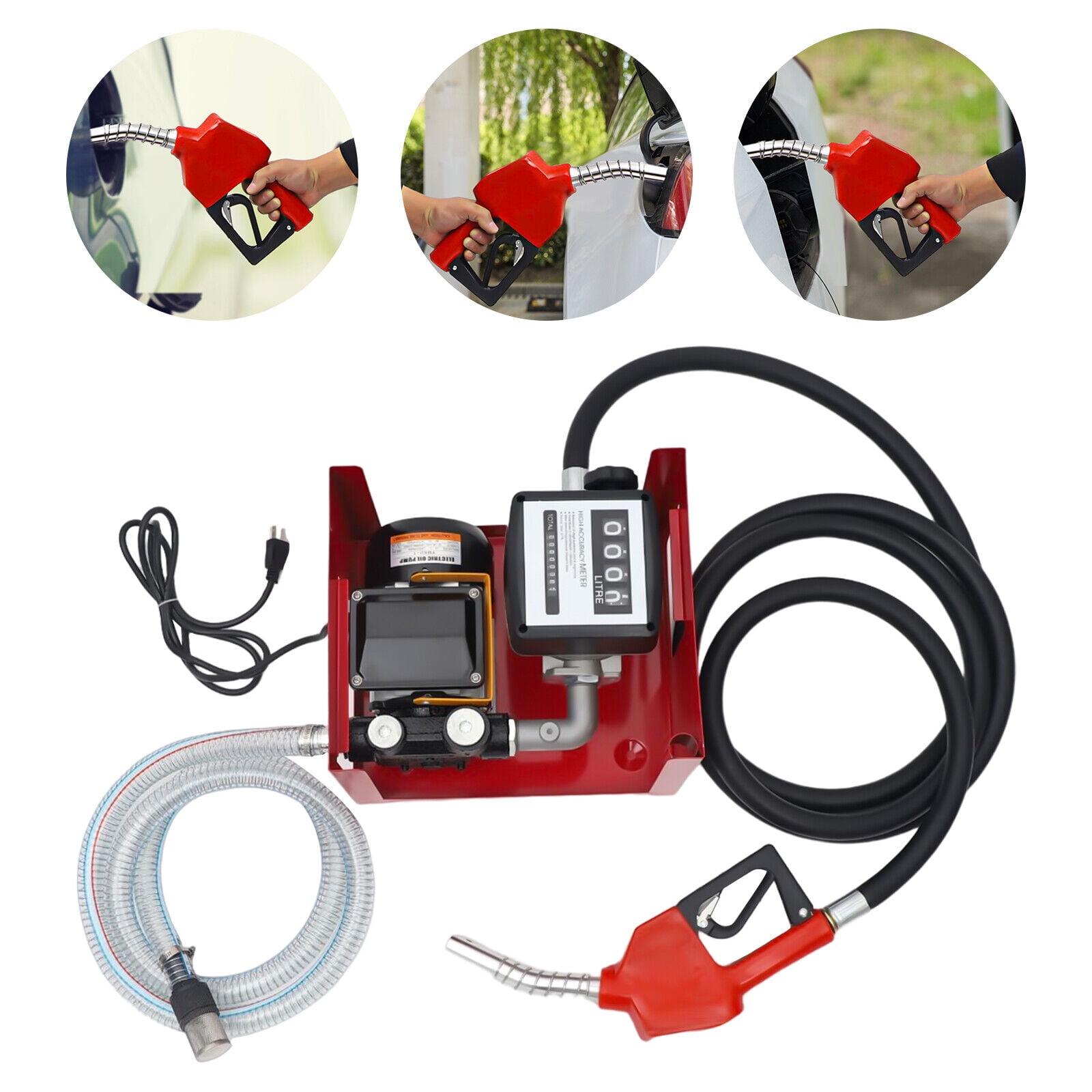 110V Electric Fuel Transfer Pump 550W-60L/Min W/Nozzle Meter Fit for Oil Fuel Diesel 550 W Self-priming Diesel Pump