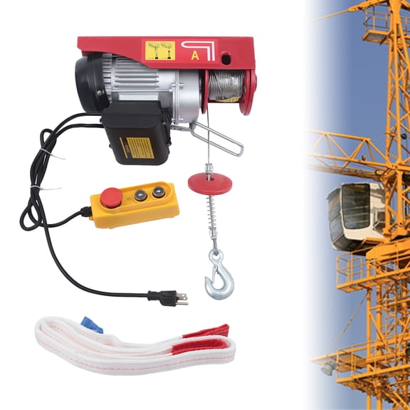 110V Electric Hoist Winch Engine Crane 1050W Alloy Steel & Plastic PA500 1100lbs for Factories, Warehouses, Construction Sites, Carmakers, Railway Constructions