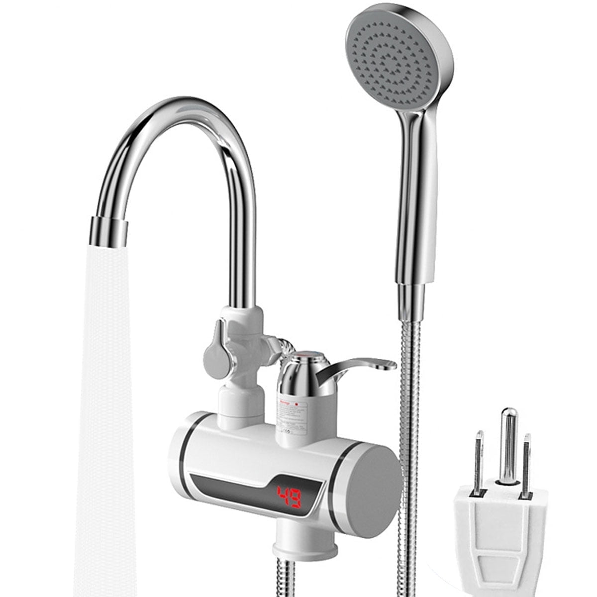 110V Electric Instant Tankless Water Heater - Fast Heating Faucet for Kitchen and Bathroom,Bottom Inflow Model with Integrated Shower Set