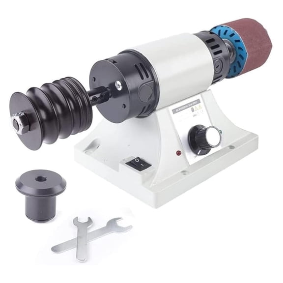 110V Electric Leather Edge Burnishing Machine, Leather Polishing Grinder Kit Sanding Tool with Adjustable Grinding Head Speed 0-8000RPM