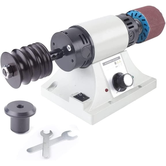 110V Electric Leather Edge Burnishing Machine Leather Polishing Grinder Kit Sanding Tool with Adjustable Rosewood Grinding Head Speed 0-8000RPM 350W