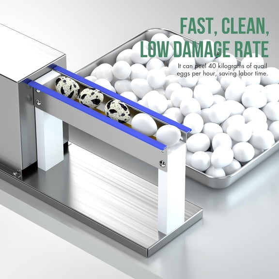 110V Electric Quai Egg Peeler, 28W Commercial Semi-Auto Quai Eggs Sheller, 304 Stainless Steel Quail Egg Peeling Machine, Fresh Hard Boiled Quail Eggs Huller 150RPM