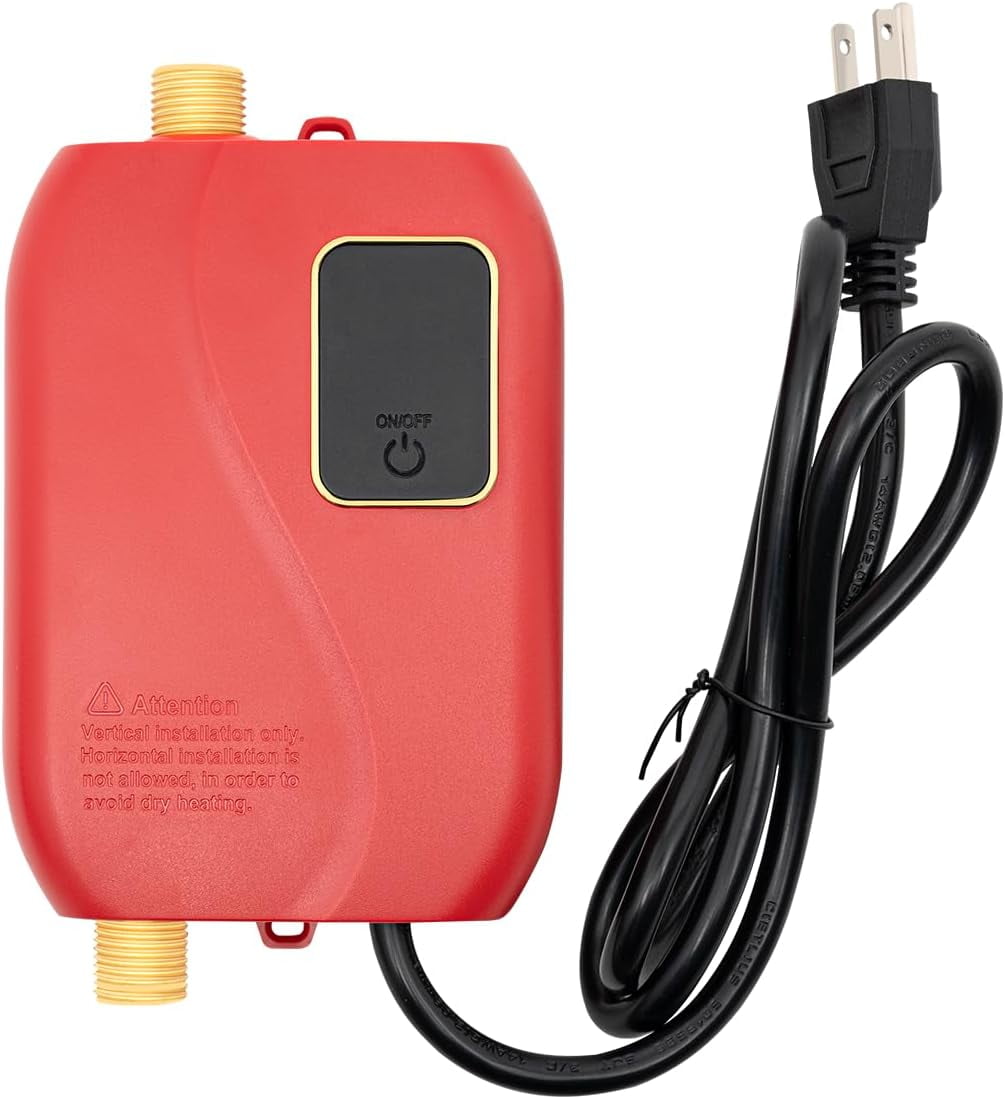 110V Electric Tankless Water Heater, 3000W Instant Hot Water 68-126F Wall-Mounted With Automatic Power-off, On Demand for Kitchen, Sink, Washing, Basin