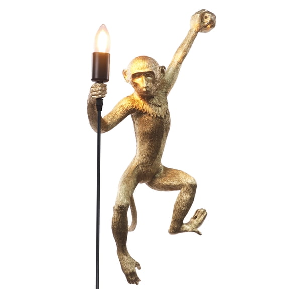 110V Gold Monkey Shape Wall Lamp, Wall Mount Light Fixture Fits E26 Bulb (Not Included),Retro Vintage Industrial Style Home LED Hanging Lamp, Premium Natural Resin Material