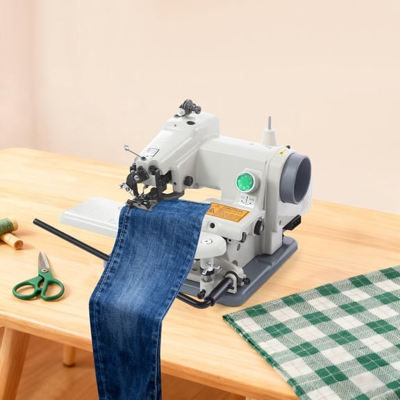 110V Gray Portable Blindstitch Sewing Machine 1200rpm Sewing Machine with Graduated Ruler