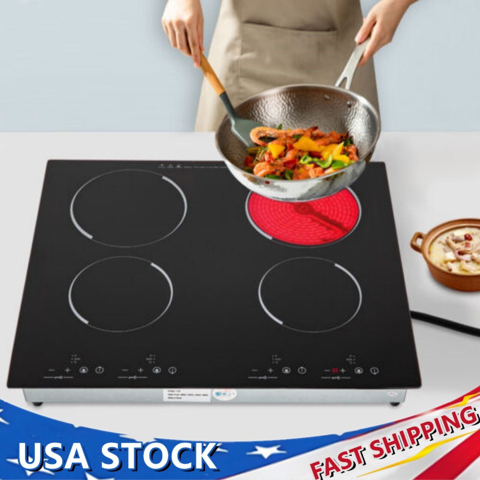 110V Induction Cooktop 4 Burners Electric Hob Cook Top Stove Ceramic Cooktop