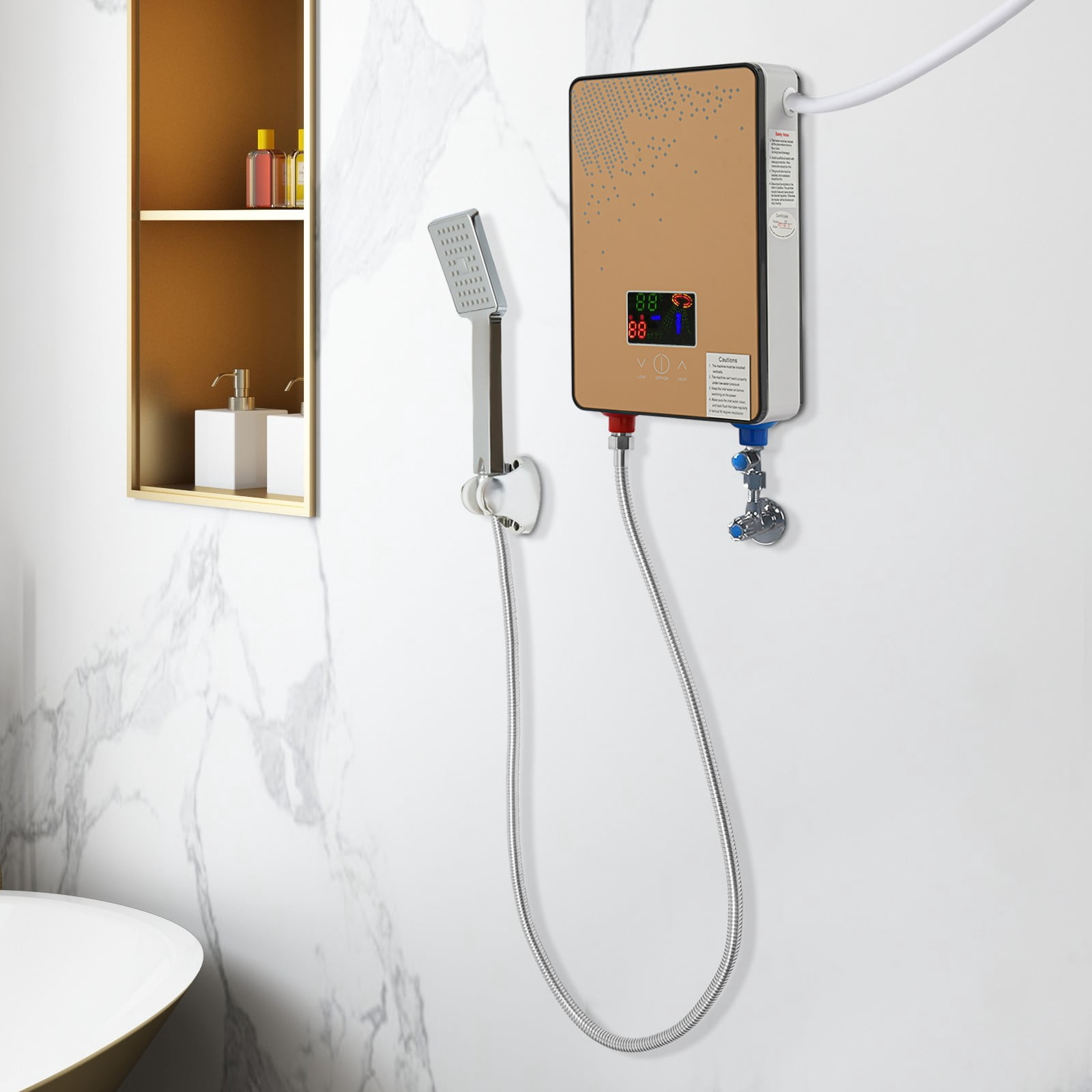 110V Instant Electric Tankless Hot Water Heater 4500W On Demand Whole House Neu For Bathrooms, Hairdressing Salons, Hotels, Caravans