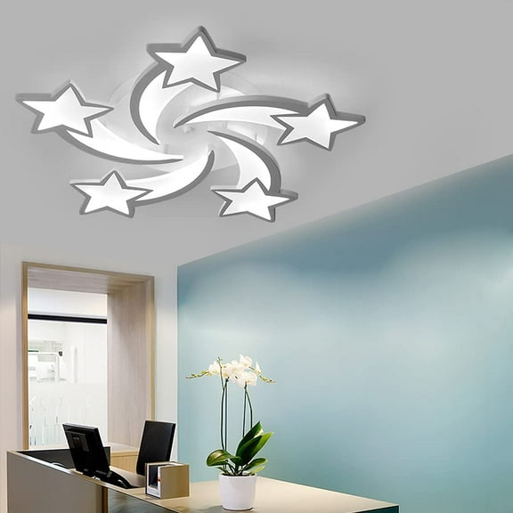 110V Led Ceiling Light, Modern Acrylic Ceiling Light, Star Shape Chandelier Lighting for Childrens Room Bedroom Living Room Ceiling