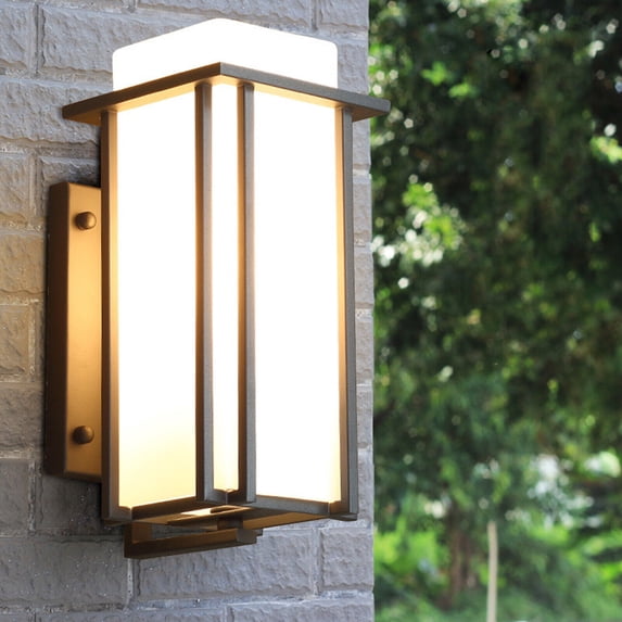 110V Modern LED Wall Light - Exterior Lantern Lamp Porch Sconce Opening Design Glass Lampshade Antirust Treatment