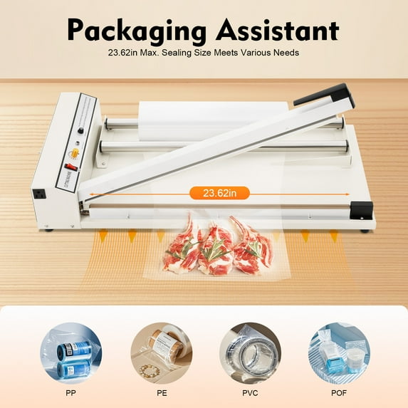 110V Off White Shrink Wrap Machine Film Heat Sealing Machine W/ 1500W Heat Gun for PP, PE, PVC, POF
