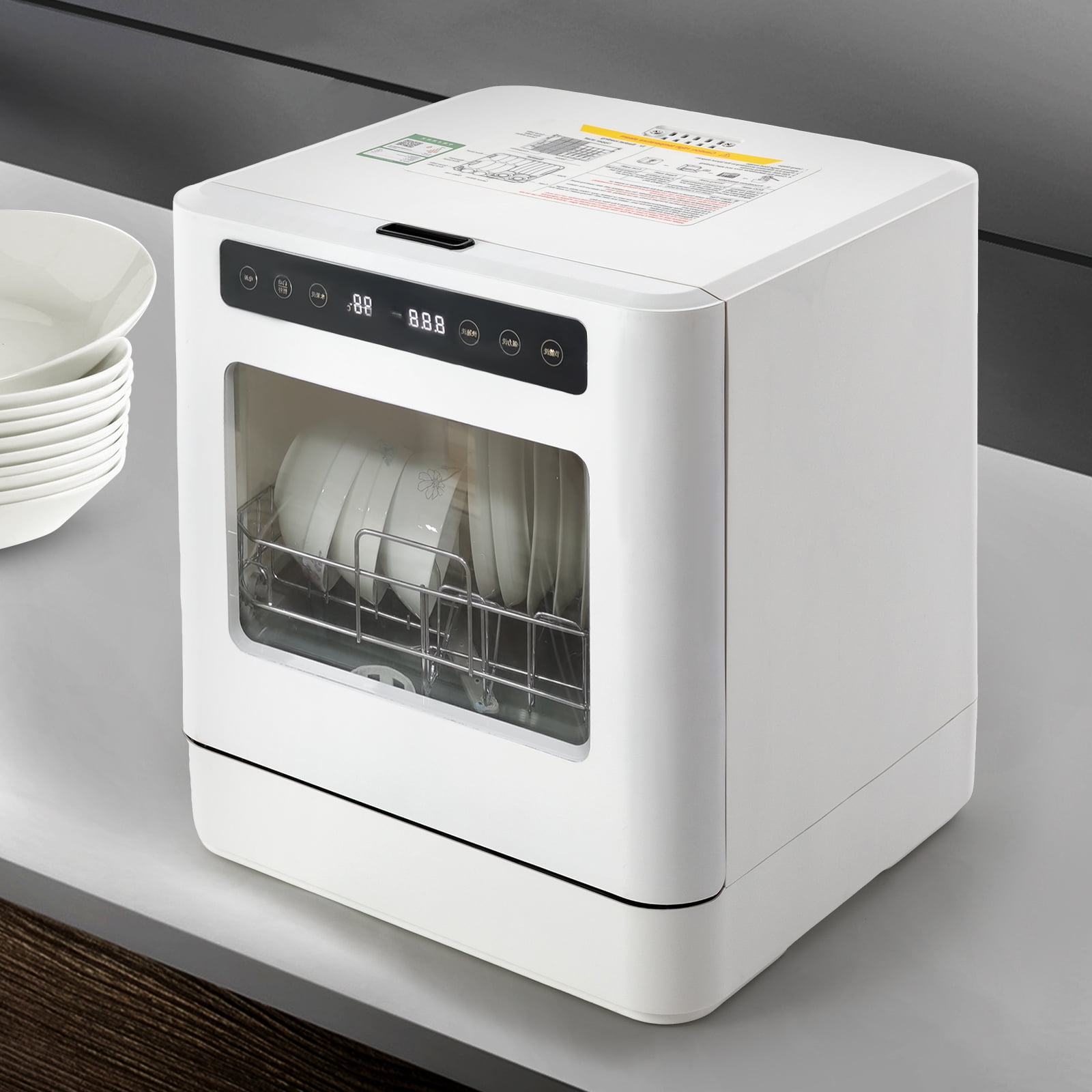 110V Portable Countertop Dishwashers, Compact Mini 360° Cleaning