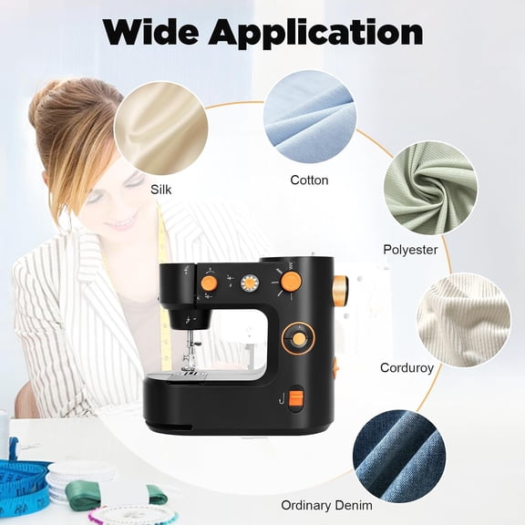 110V Portable Free-Arm Sewing Machine, Dual Speed Design with Automatic Thread Winding & Thread Trimming Function, Household Sewing Tool for Clothing, Pants, Silk and Chiffon Fabrics