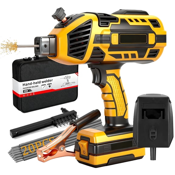110V Portable Welding Machine,20-120A Electric Welder Handheld with IGBT Inverter,5 Variable Current Adjustments ARC Welder Gun Gun Fits 3/32"-1/8" Welding Rods for Home Projects, Repair, DIY
