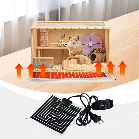 110V Reptile Heating Mat, 5.9 x 5.51 Inch Reptile Heat Pad with Adjustment Temperature, Terrarium Heat Mats, Safety Reptile Heat Mat for Turtle, Tortoise, Snakes, Lizard, Gecko, Hermit Crab