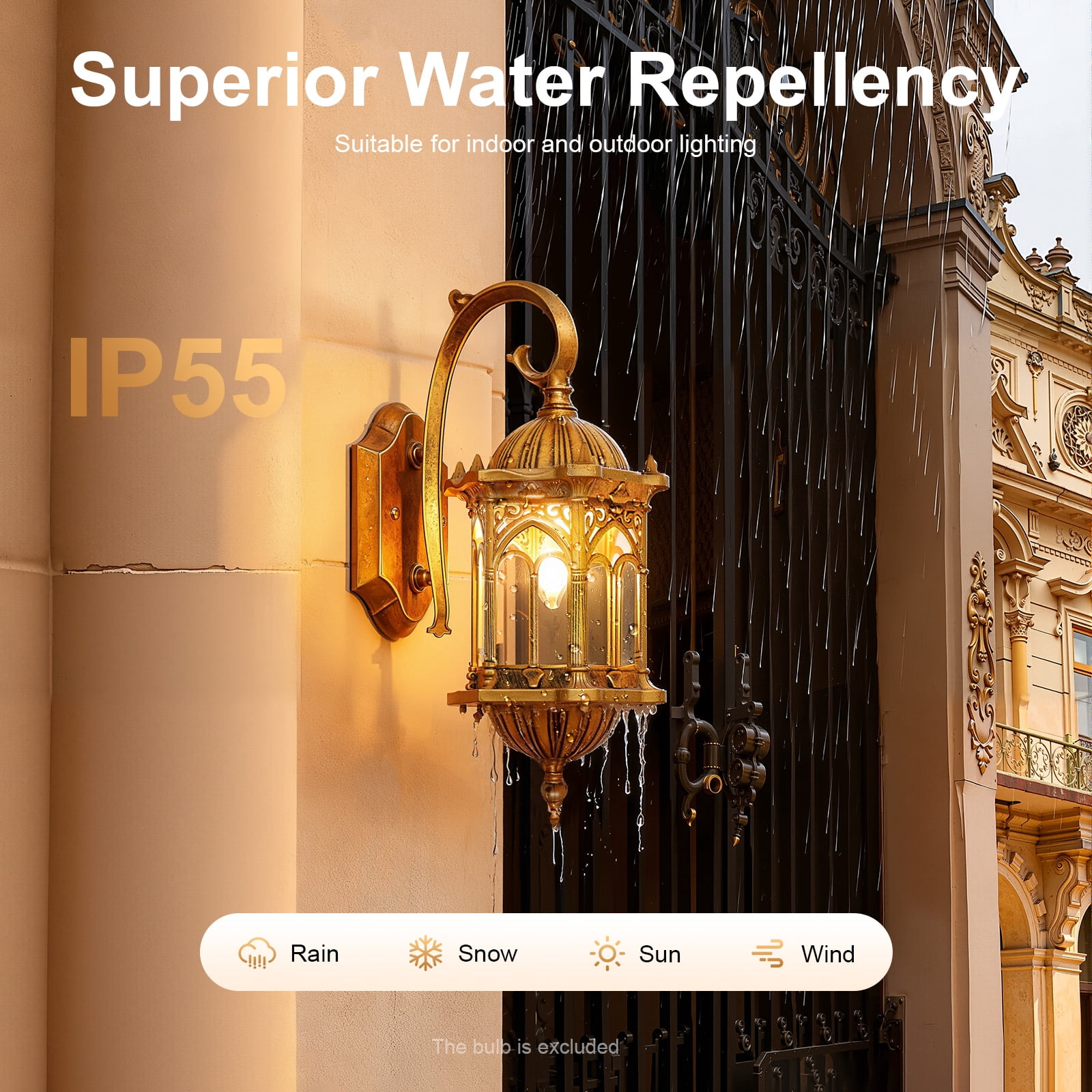 110V Retro Exterior Wall Mount Light Fixture Lantern Sconce Porch Garden Lamp for Indoor and Outdoor