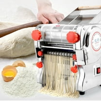 110V Stainless Steel Electric Noodle Making Pasta Maker, Commercial Dough Roller Noodle Cutting Machine (Dough Width 22cm, Noodle Width 2mm/6mm)