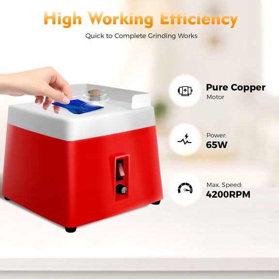 110V Tabletop Glass Edge Grinding Machine 65W Pure Copper Motor Auto Water Feed 4200RPM Diamond Grinder for Glass Ceramic Jade Stone Polishing