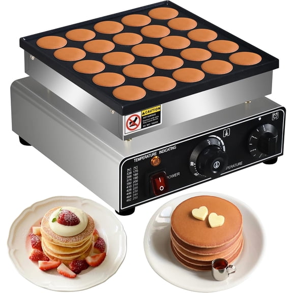 110V US Commercial 25PCS Mini Pancake Maker 950W Non-stick Dutch Poffertjes Grill Stainless Steel for Breakfast Snacks Desserts