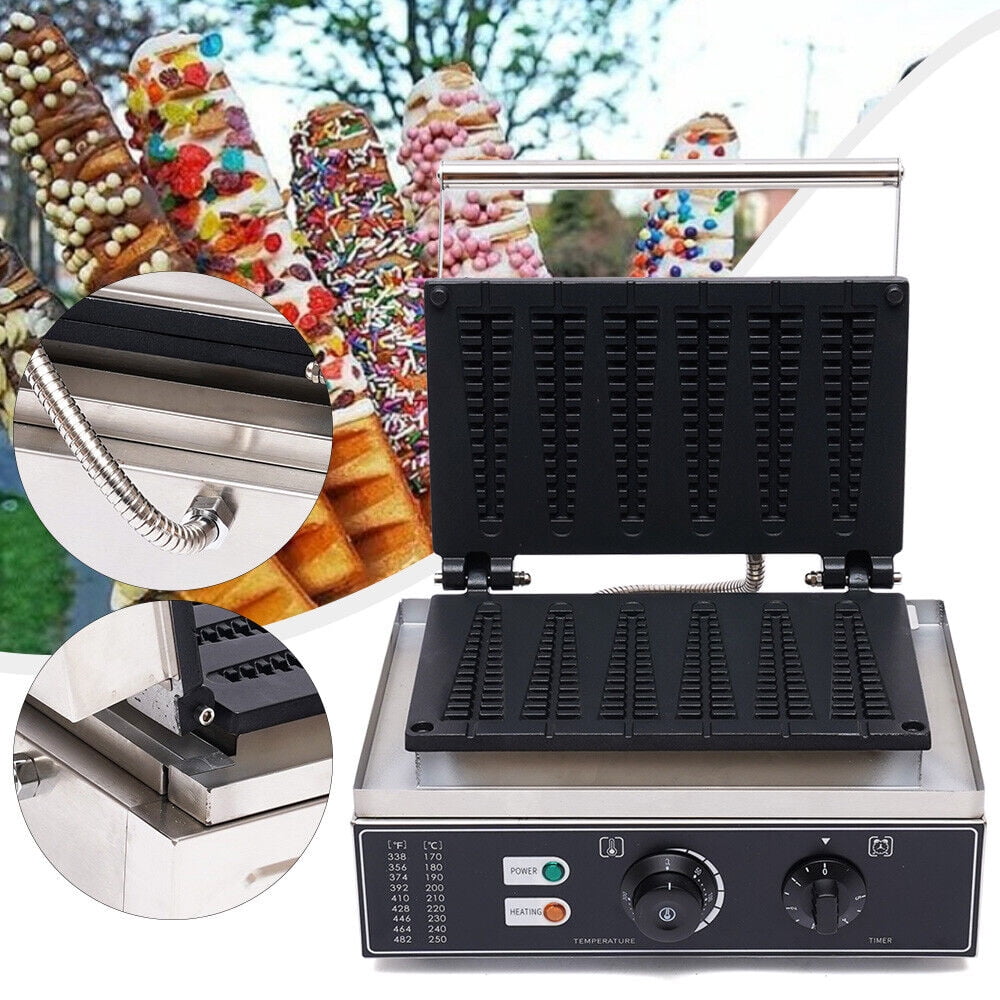 110V Waffle Making Machine Silver Waffle Maker Non-Stick Waffle Making Machine for Fast Food Restaurants