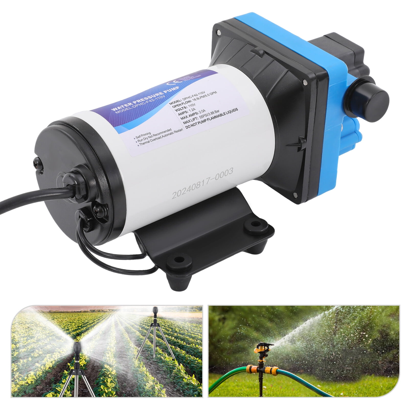 110V Water Pump Diaphragm Water Pump Self Priming Automatic Diaphragm ...