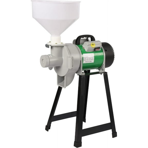 110V Wet Electric Grain Mill Grinder Machine 2200W Commercial Electric Mill Feed/Flour Mill Cereals Wet Grinder with Funnel