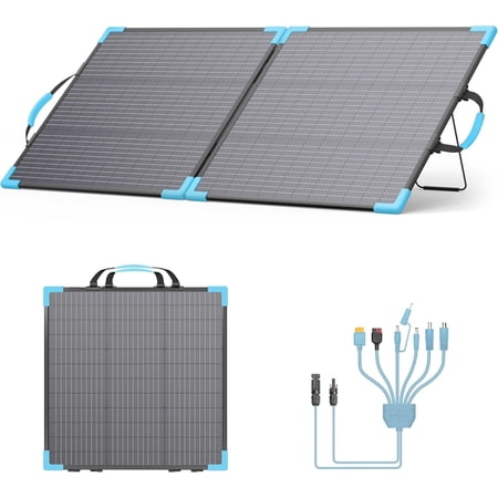 110W Bifacial Portable Solar Panel Suitcase, 23.5% ETFE Foldable Solar Charger for Power Station,IP68 2 Reinforced Kickstands for RV Camping Off-Grid Blackouts