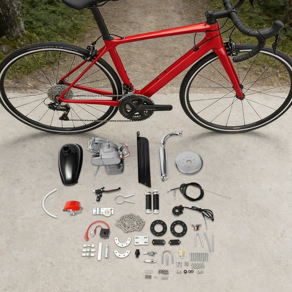 110cc 2Stroke Gas Motorized Bicycle Engine Conversion Kit  3kW CDI Ignition, Foot Pedal Start, Complete Set for 2628 Bikes  High Speed & Easy Install